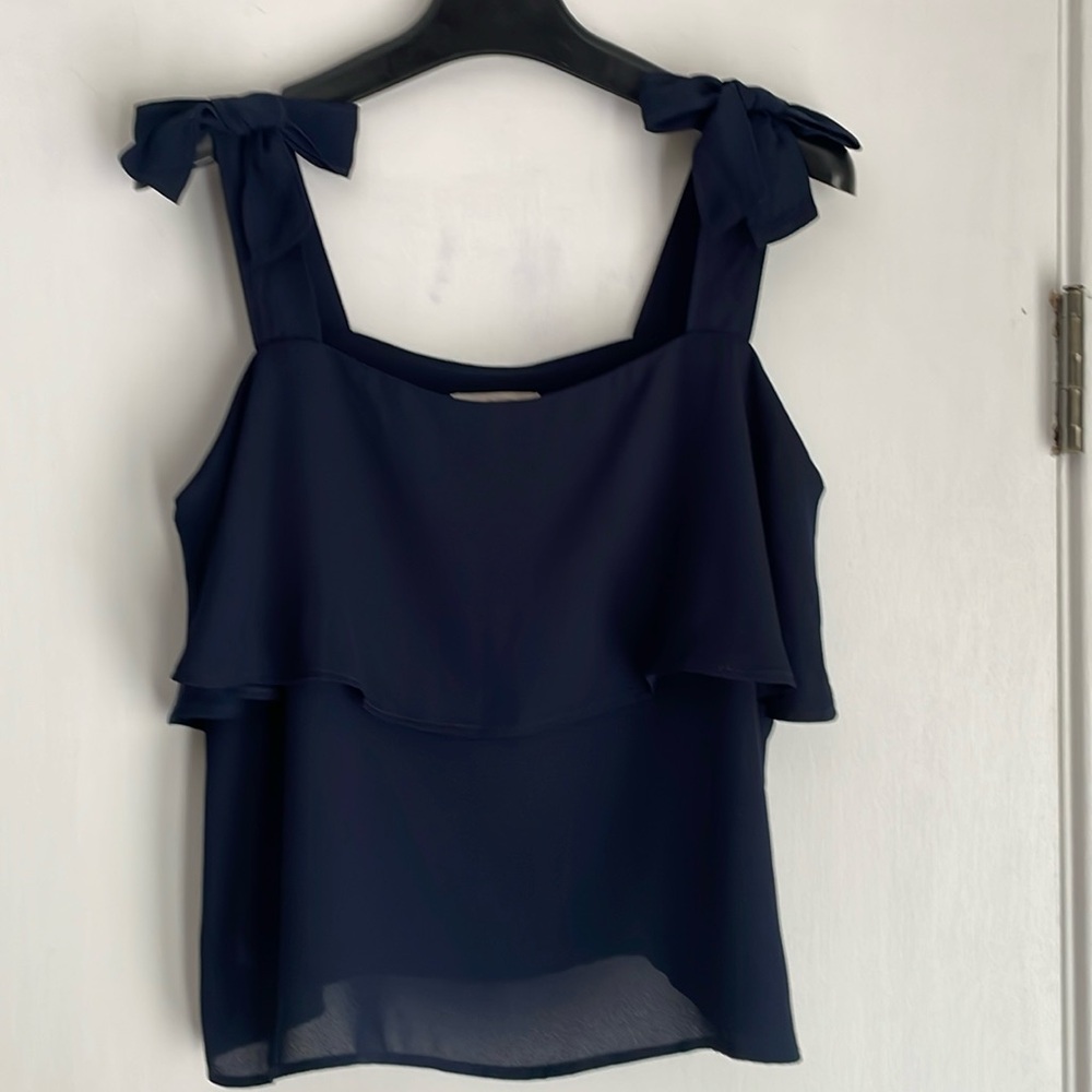LOFT Navy Cami with Shoulder Bows Small Petite